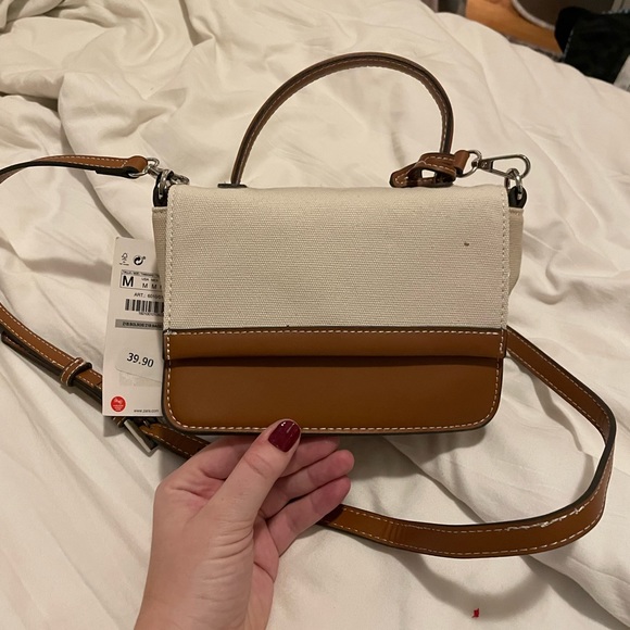 Zara Handbags - Zara Brown and Cream Bag